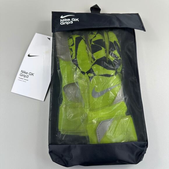 Nike Grip3 Goalkeeper Gloves Adult Size 9 Volt Black Football Soccer Goalie NEW - Picture 1 of 5
